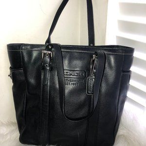 Black Coach Leather Shoulder Bag Purse B06D-8E92